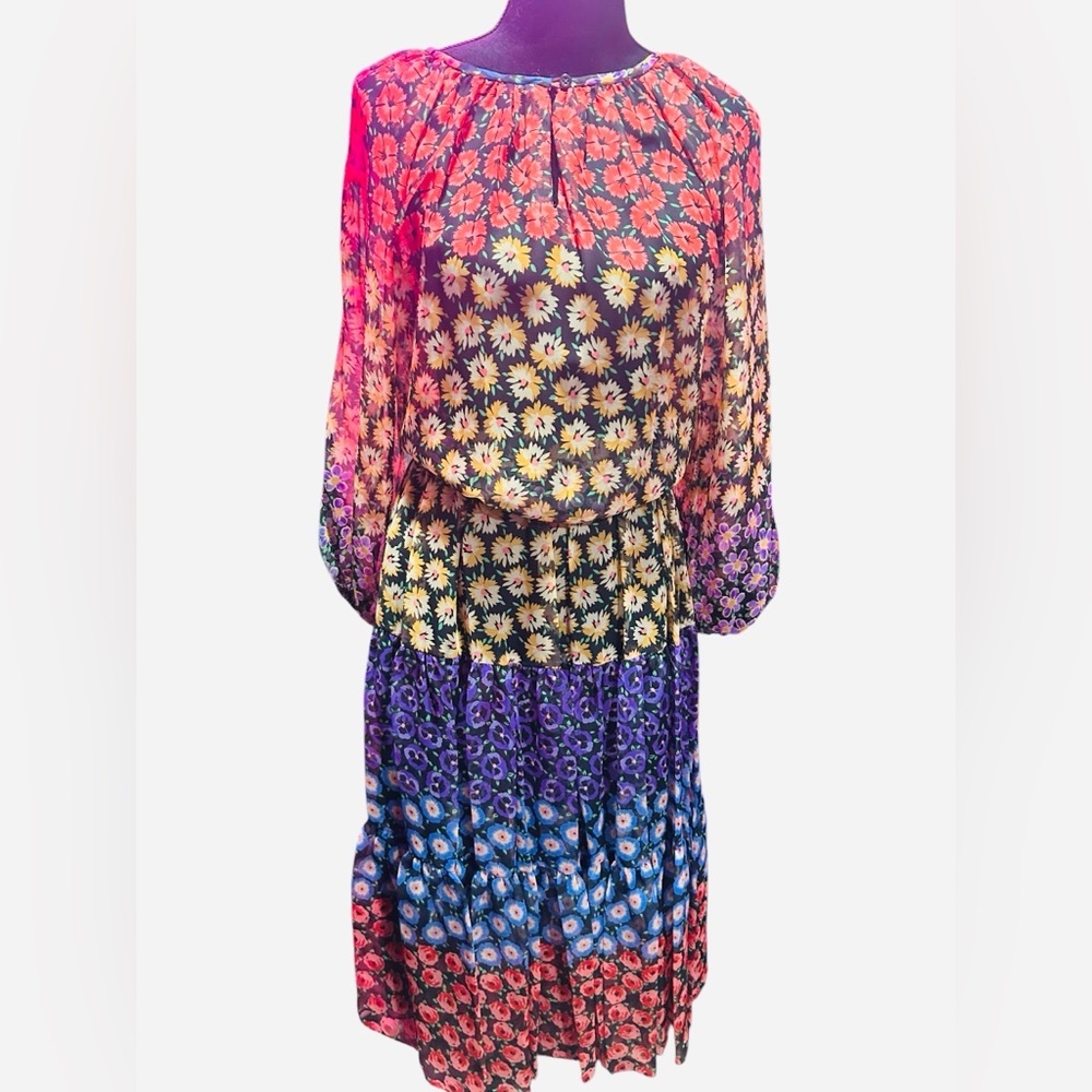 Vintage Helene Sidel bohemian Floral Multicolor 2 pc skirt and top set Sz S - Picture 2 of 4